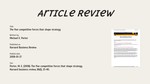 An Article Review of The Five Competitive Forces That Shape Strategy